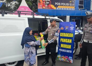 Jelang HUT RI ke 80, Polres Batu Gelar Acara Gerakan Pangan Murah 