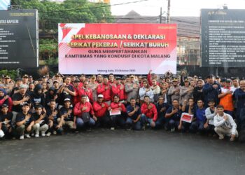 Polresta Malang Kota Bersama Serikat Pekerja/Butuh Melaksanakan Apel Kebangsaan dan Deklarasi