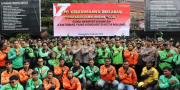 Polresta Malang Kota Gelar Apel Kebangsaan dan Deklarasi bersama Pengemudi Ojek Online Kota Malang