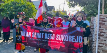 Semarak HUT Ke -81 RI Ratusan Warga Sukorejo Bungah Ikuti Jalan Sehat